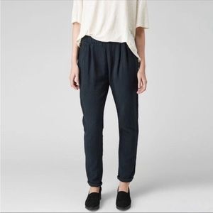 Black Crane Quilted Textured Pants Navy Blue M USA Sustainable.